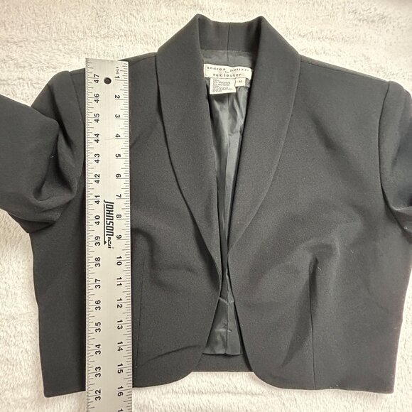 Andrea Polizzi For Rex Lester Womens Black Crop Blazer Jacket Medium Shaw Collar - Picture 6 of 6